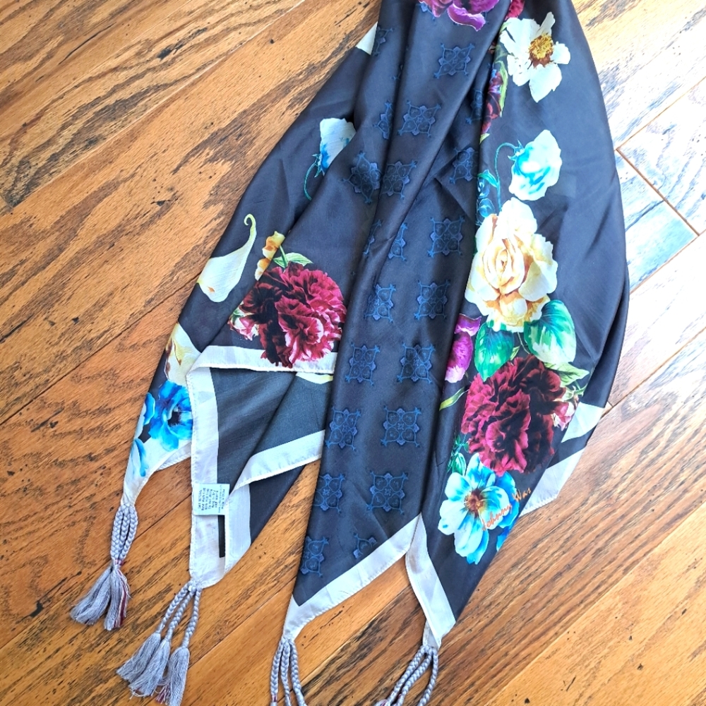 Johnny was Silk Scarf Roses 43" Tassels